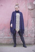 Load image into Gallery viewer, Boutique Poncho Cozmic Stars Royal